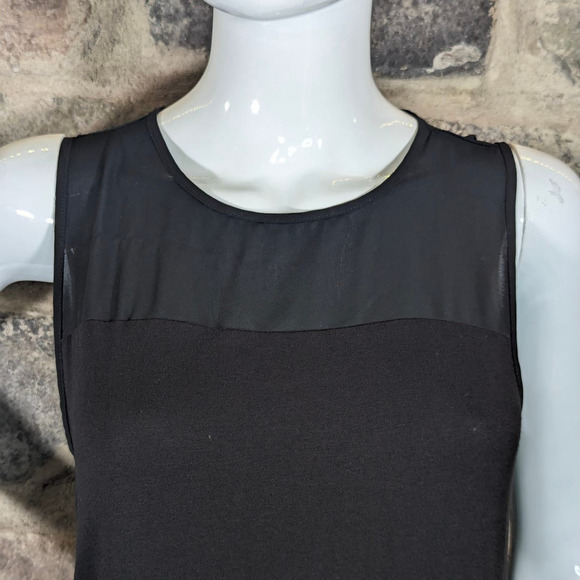 Michael Kors Black Tiered Sleeveless Top Sheer Panels Woman's Size Small‎ - Picture 2 of 16
